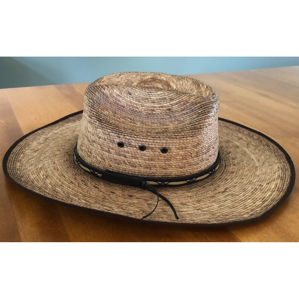 Jason Aldean by Resistol Cowboy Hat Mens OSFM Tan Straw Palm Elastic Band